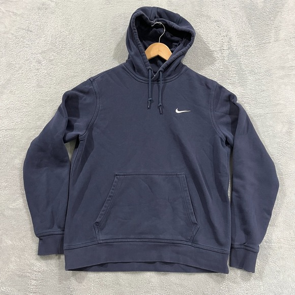 Nike Hoodie Mens Large Navy Blue Hooded Sweatshirt Club Fleece Sportswear‎